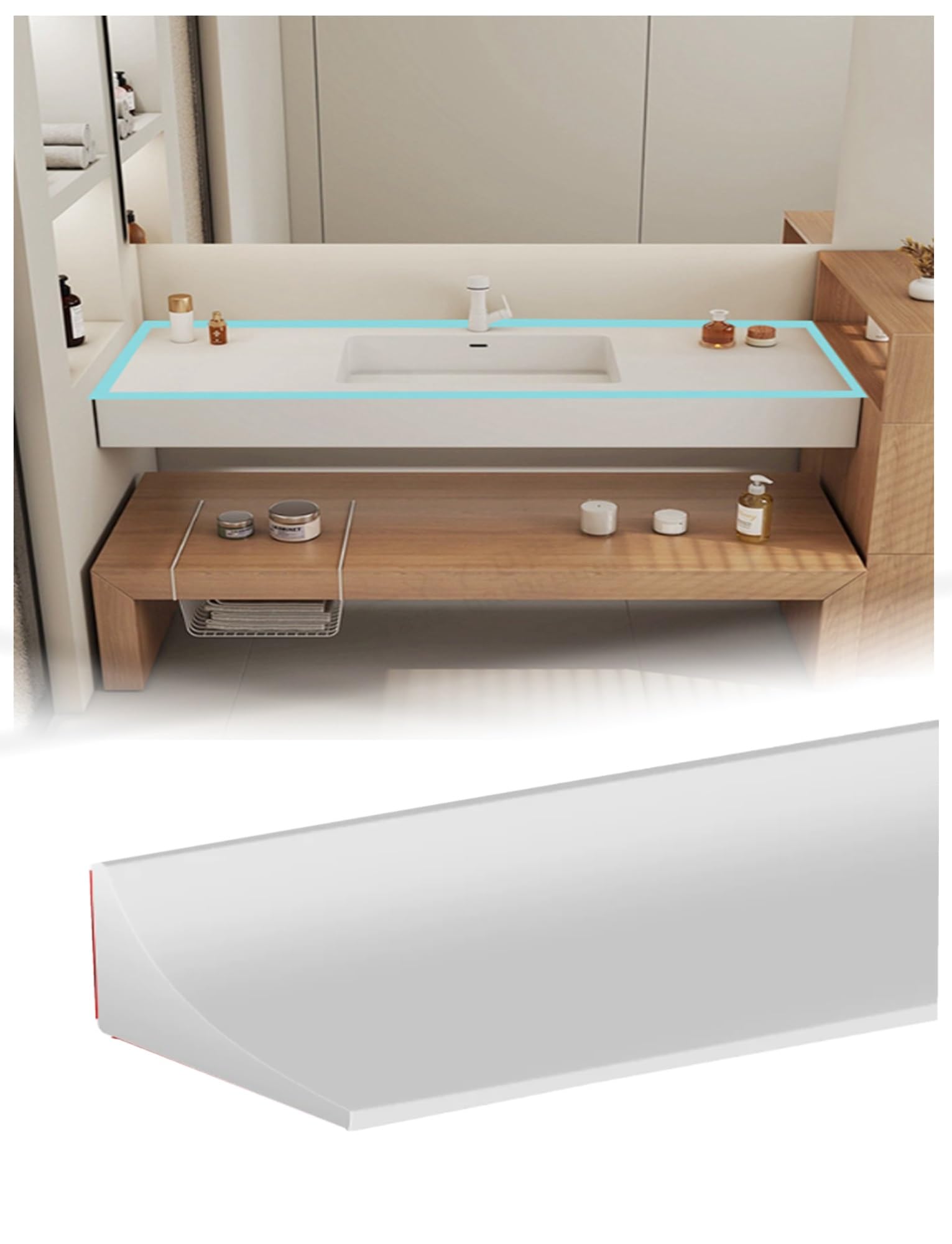 Tira de sellado de silicona for ducha de 0,6 pulgadas: moldura decorativa impermeable for baños, fregaderos de cocina y encimeras de tocador(W-L: 2.5 cm-3.0 metres)