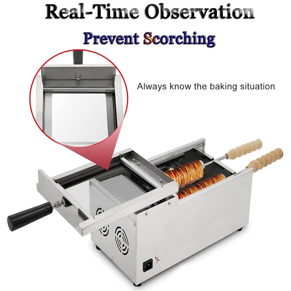 Four à cheminée Professionnel pour gâteaux et Petits Pains, 1500 W, avec 2 Rouleaux de Cuisson, idéal pour Restaurants, Cuisines domestiques et Snacks. Parfait pour la CU