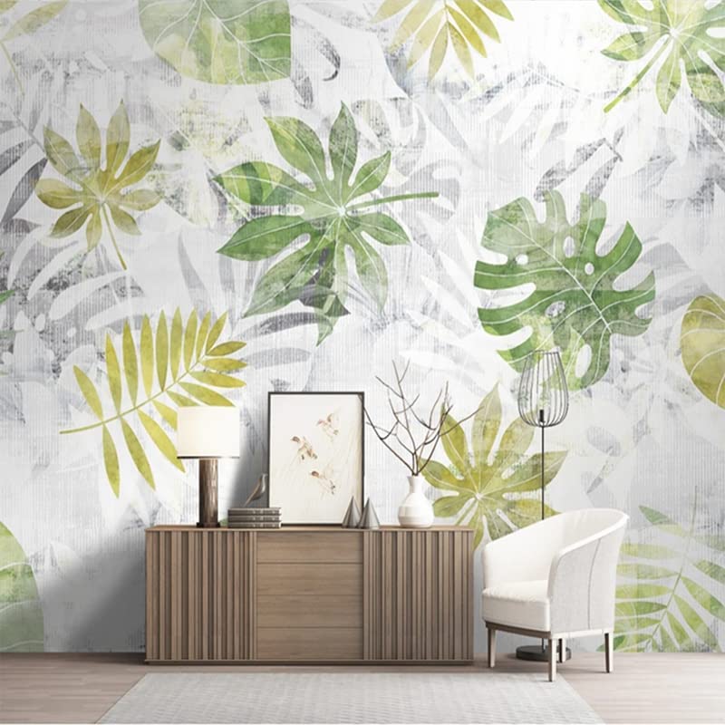 Peinture murale style nordique haut de gamme papier peint personnalisé feuilles vertes 3D