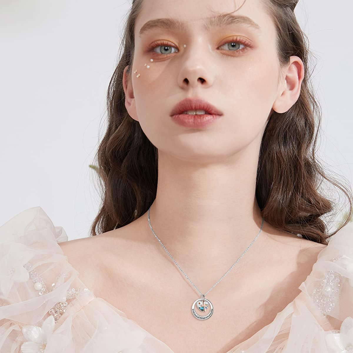 AOBOCO Two-Tone Sterling Silver and Rose Gold or Gold-Faith Hope Love Cross Charm Pendant Necklace with Austrian Crystal - Image 5