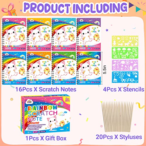 Zmlm Scratch Art Party-Favor Notebook: 16 Pack Rainbow Mini Scratch Note Bulk Art Craft Drawing Supplies Kit For Age 3-12 Year Old Kid Boy Girl Diy Toy Gift For Birthday Children's Day Activity #TOP6