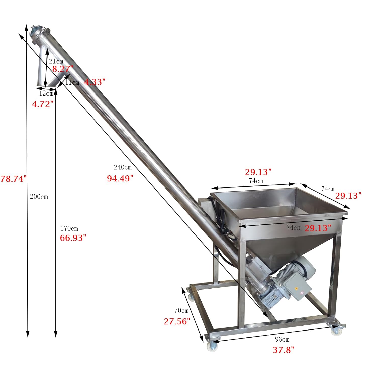 Screw Powder Feeding Machine, Automatic Feeder Vibrating Hopper Inclined Conveyor, Powder Loading Machine Vibrating Hopper 220V
