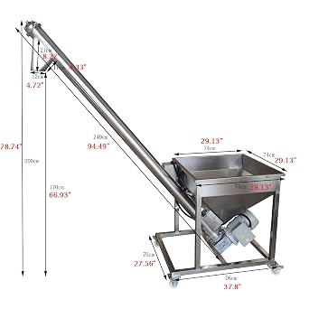 Screw Powder Feeding Machine, Automatic Feeder Vibrating Hopper Inclined Conveyor, Powder Loading Machine Vibrating Hopper 220V