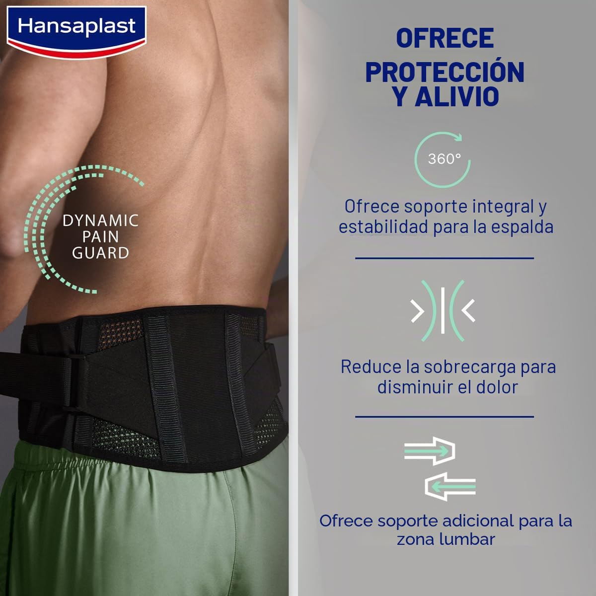 Hansaplast Protective - Vendaje de apoyo para espalda con nivel de compresión individual, para reducir el dolor, talla única, ajustable