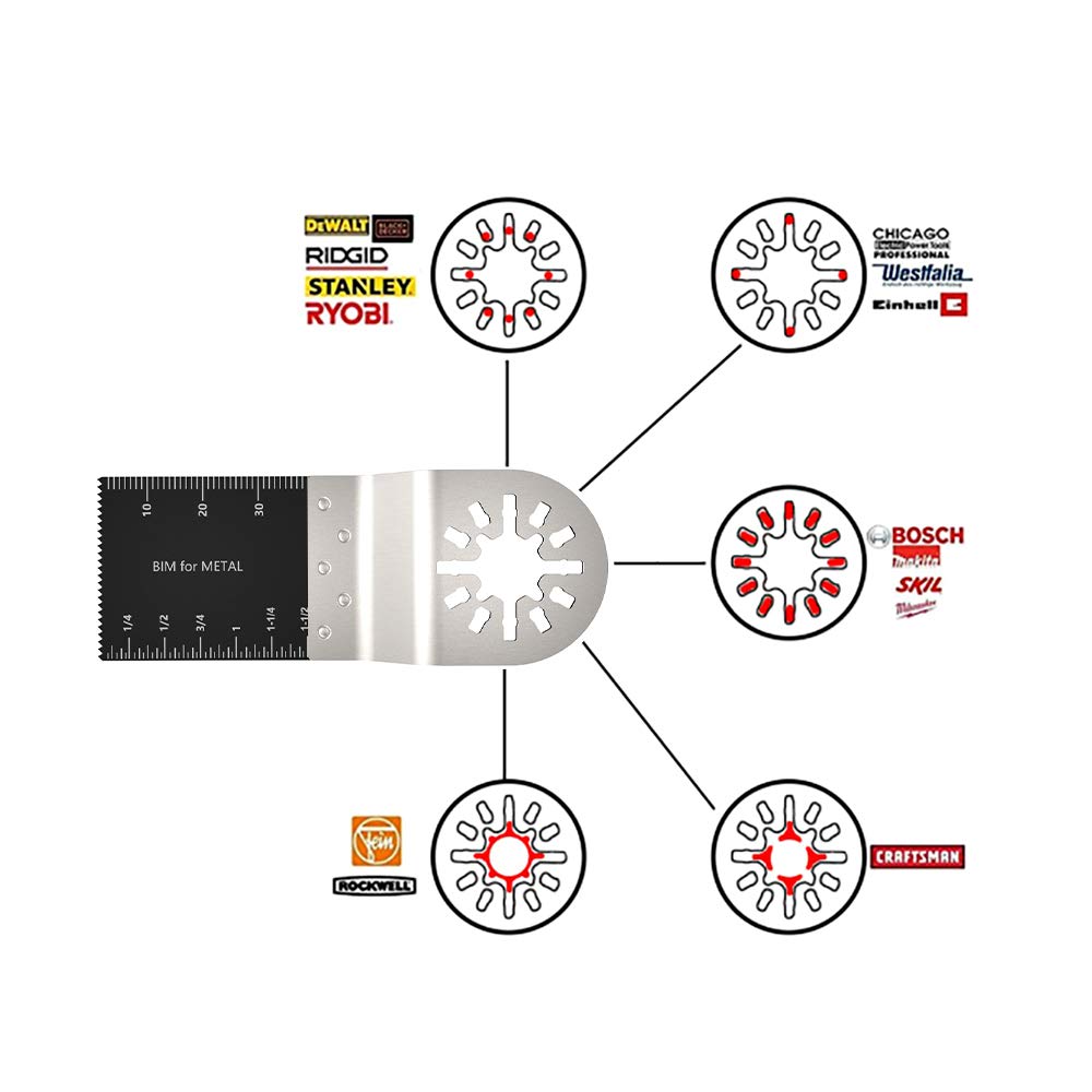 Herramienta multifunción Cuchillas Mix 12 piezas para herramienta oscilante compatible con Dewalt, Lobo, BOSCH, MAKITA