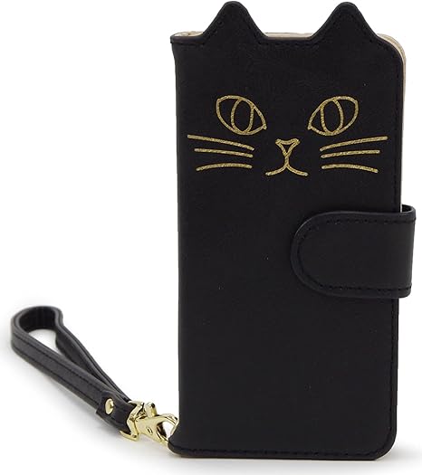 Amazon Co Jp Flowering フラワーリング アイフォンse2 8 7 6 6s対応 手帳型ケース Iphone Se2 8 7 6 6s レザー Se Se 第2世代 アイフォンケース スマホケース キャットフェイス ブラック 家電 カメラ