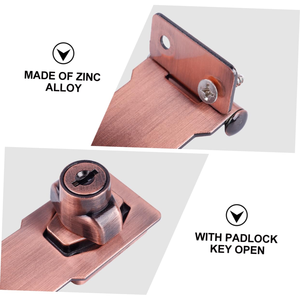 UKCOCO 2pcs 3 Door Latch Keyed Hasp Lock 90 Degree Hasp Zinc Alloy Hasp Keyed Locking Hasp Safety Locking Hasp, Rose Goldx2pcs, TO00X1369MQIY4IVTQNMDZ