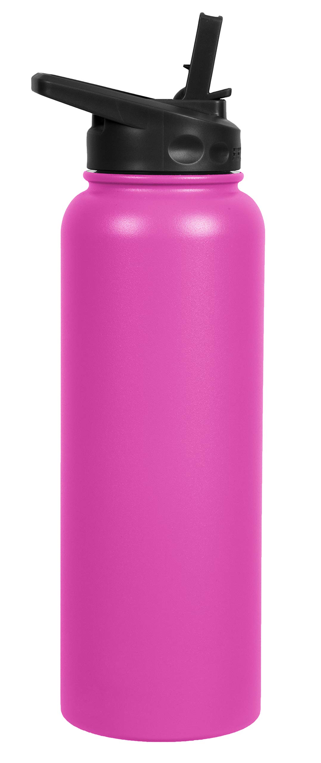 Fifty Fifty 40oz Double Wall Vacuum Insulated Sport Water Bottle Stainless Steel Straw Cap w Wide Mouth Lipstick