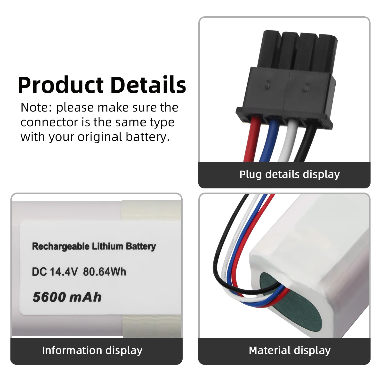 Batteria Ricambio 14.4V 5600mAh Per Robot Aspirapolvere Dreame D10s, Z10, L10 E Modelli Xiaomi/Roborock
