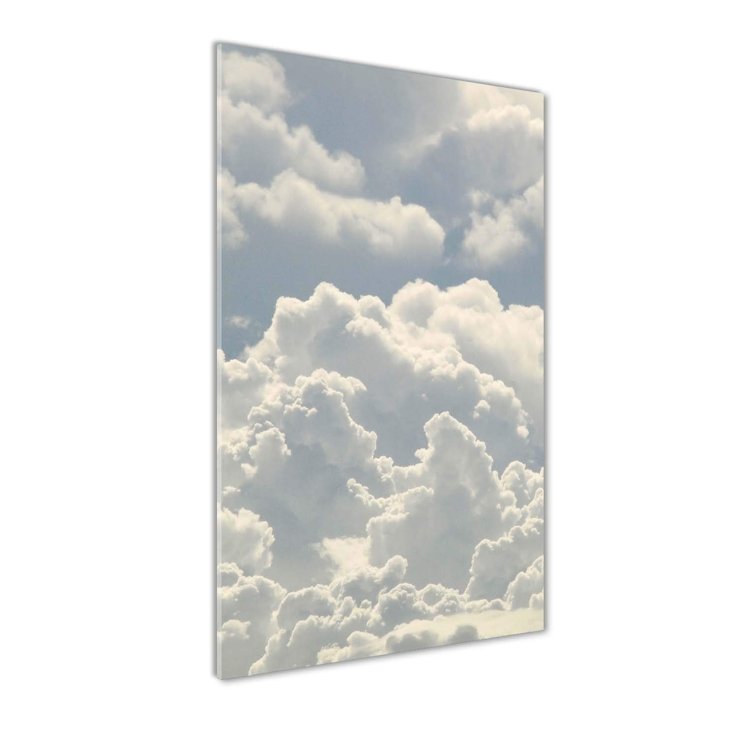 Tableau paysage nuages blanc verre pour illuminer un salon sombre 60x120