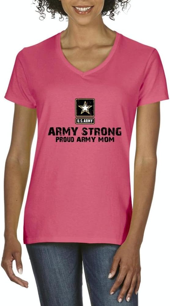Xekia U.S. Army Star Army Strong Proud Army Mom Women V-Neck T-Shirt Tee Clothes