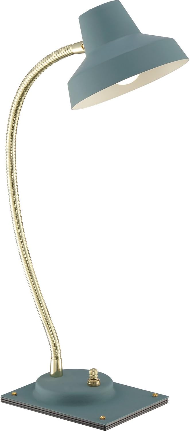 Quoizel Q2313T Sway Metal Portable LED Table Lamp Lighting, 1-Light, 3 Watt, Brass and Light Blue (16"H x 8"W)