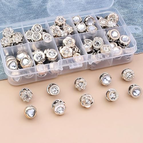 YapitHome Brosche Knöpfe, 50 Stück Broschen für Kleidung, brosche damen, Jeans Pins, broschen für kleidung, druckknöpfe ohne nähen, knöpfe für strickjacke, DIY Dekoration