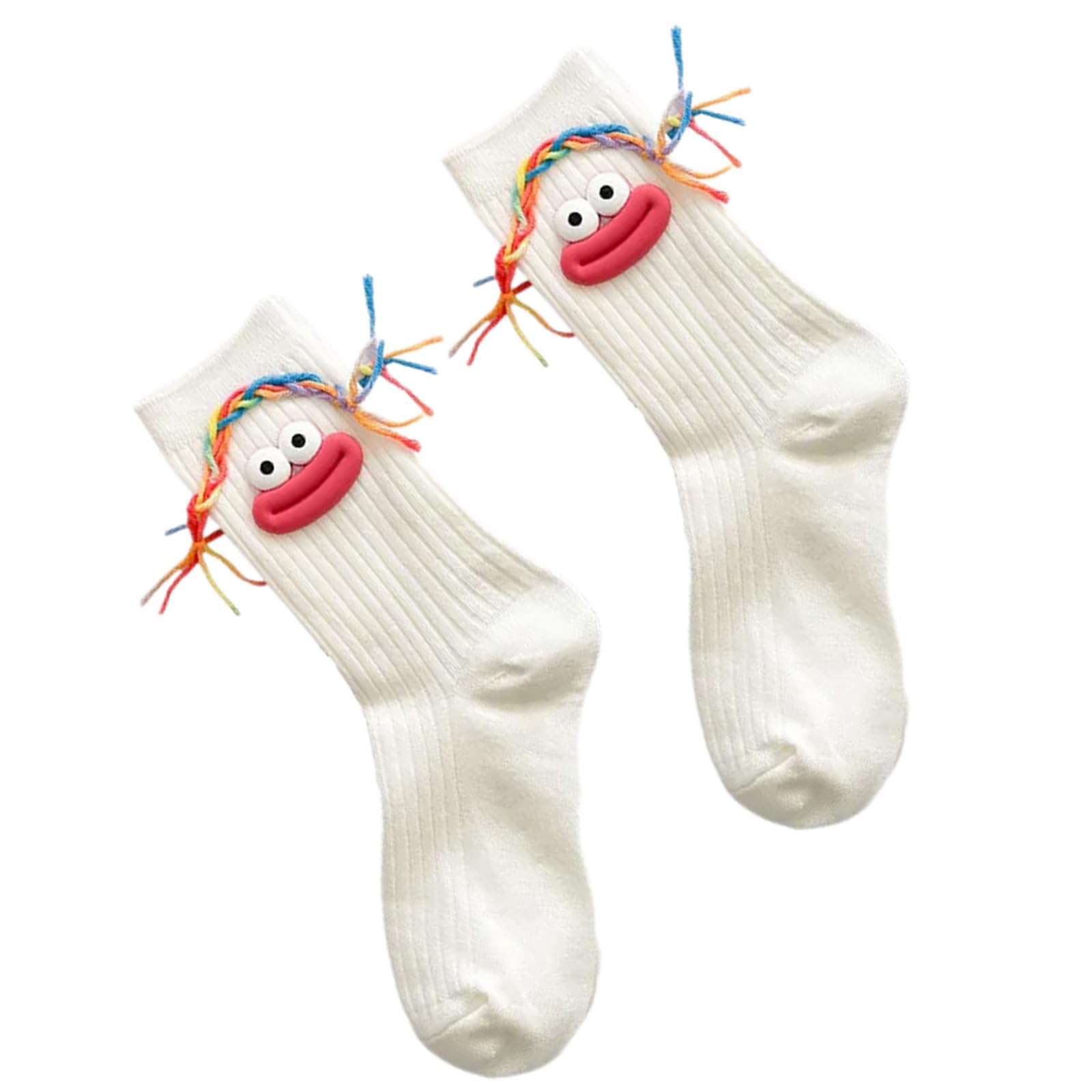 Beimus Novelty Sausage Mouth Braids Ugly Dolls Middle Tube Socks Casual Novelty Cartoon Calf for Cosplay Party Youth Fashion