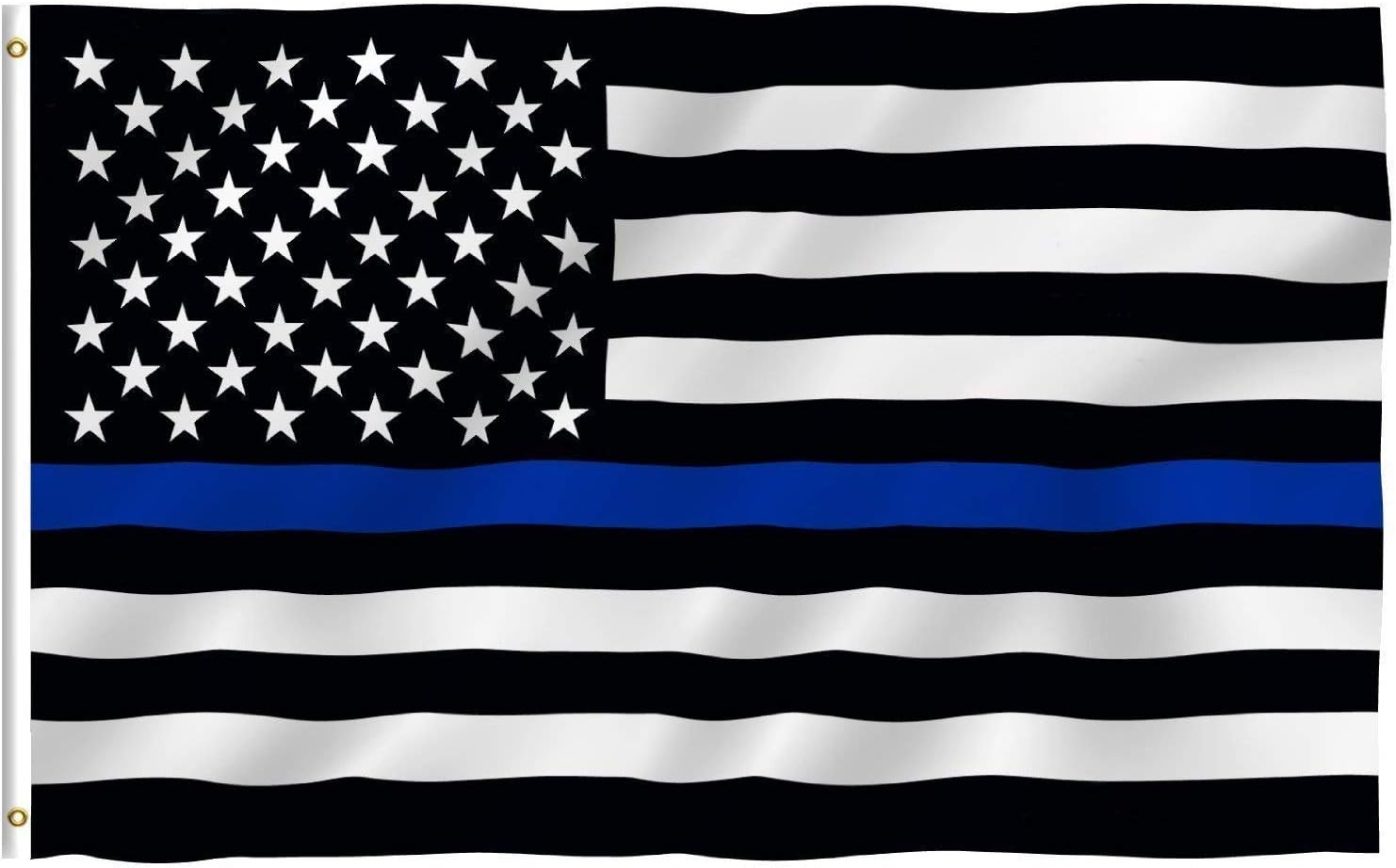 Thin Blue Line Flag 3 x 5 Foot Polyester Police Flag with Grommets-Includes 5 Thin Blue Line Flag 3 x 5 Inch Stickers for Car Truck Office Locker As a Bonus