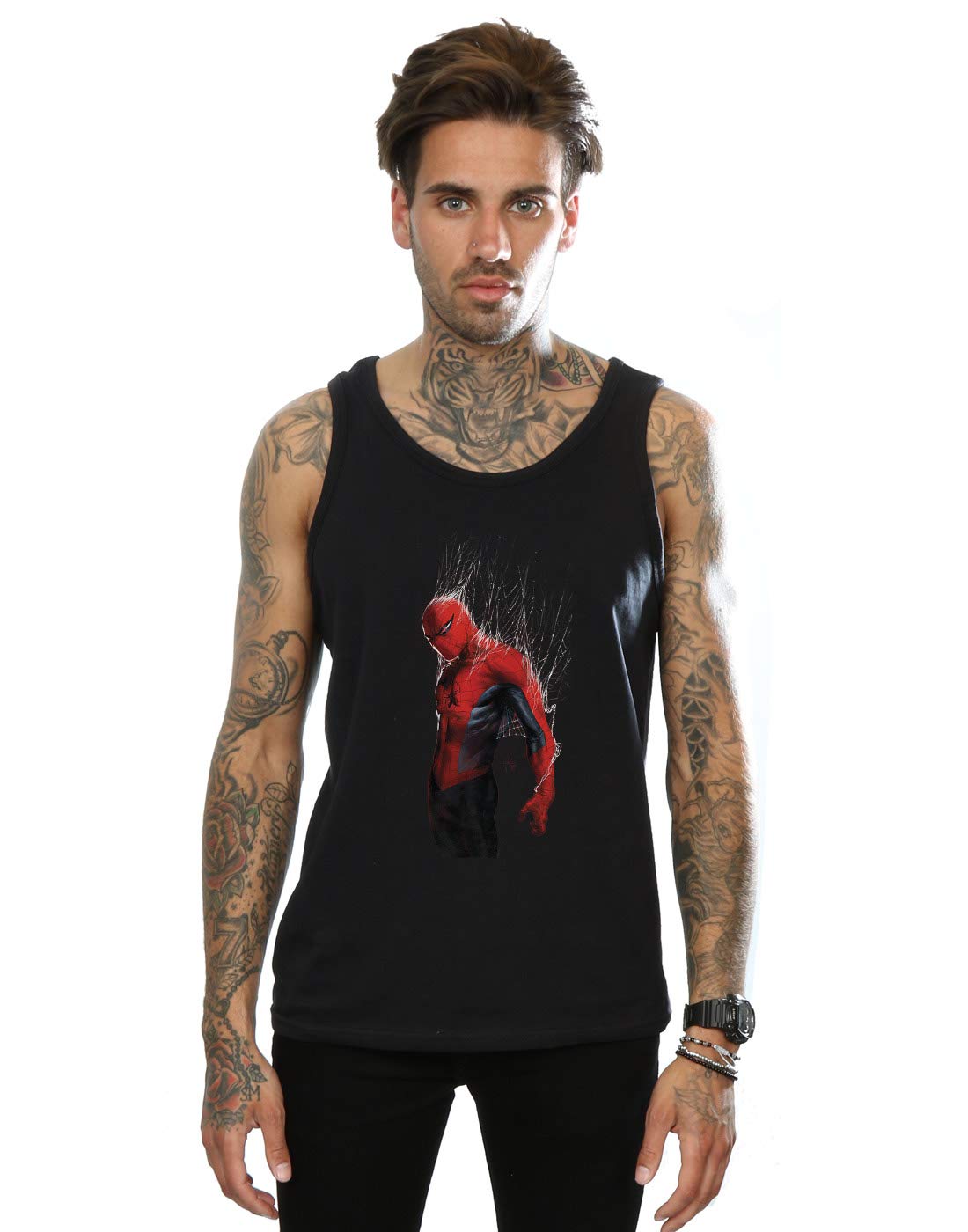 Absolute Cult Men's Black Marvel Spider-Man Web Wrap Vest Medium