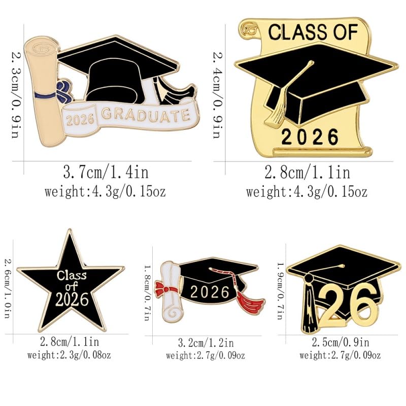 Image of Graduation Enamel Lapel Pins Class of 2026 Graduation Caps Brooches Gifts Souvenir Emblem Badges Diploma Brooche for High College Teacher School Vacation Accessories