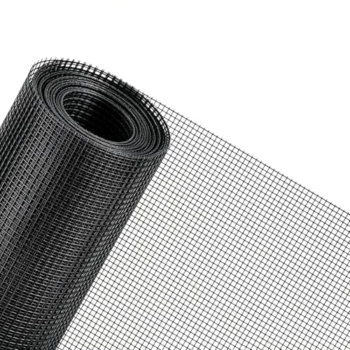 Rindion 48x102 Inch Window Screen Replacement, DIY Adjustable Pet-Proof Patio Screen, Anti-Mosquito Window Screen Mesh for Porch and Sliding Doors (Black)