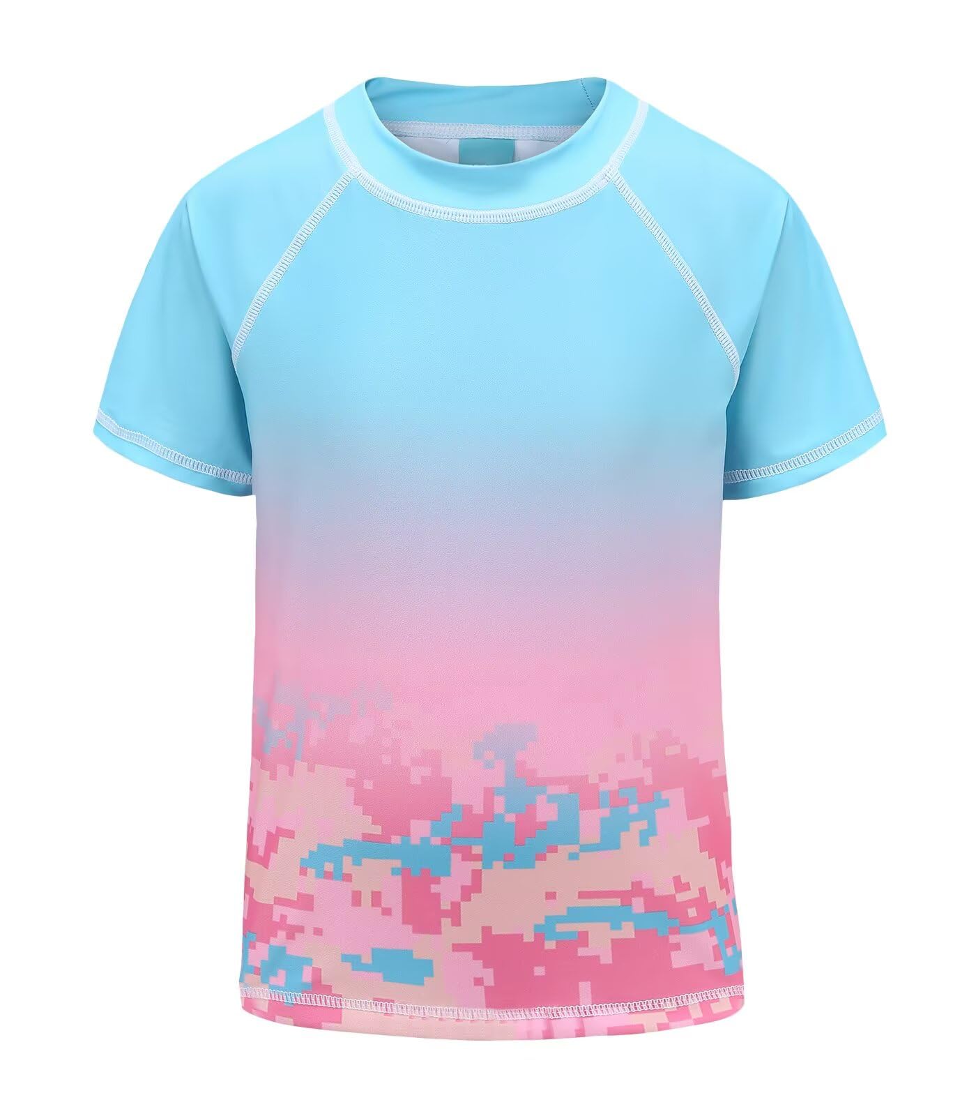 Camiseta de natación de manga corta para niños de secado rápido Rashguard bañador 110-164