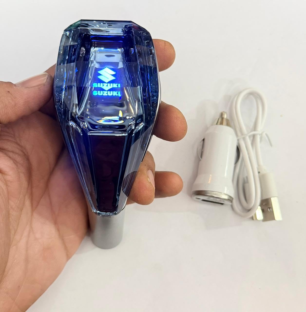 AUTO MT Car Crystal Gear Shift Knob LED Touch Sensor Illuminated Logo Multicoloured and Stylish Look Gear Shift Knob for Suzuki No Button Operated Shift Lever Knob.-image-15