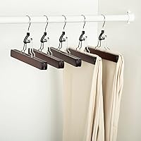 Vista 4 de Yaxa Basics Perchas de madera para pantalones, organizador de armario, cereza, paquete de 10