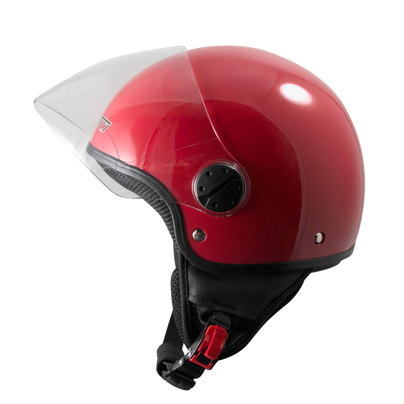 Casque Moto Style Vintage Jet - Homologué ECE 22/05, Visière Longue Anti-rayures, Tailles XS à 2XL (rouge) - 5