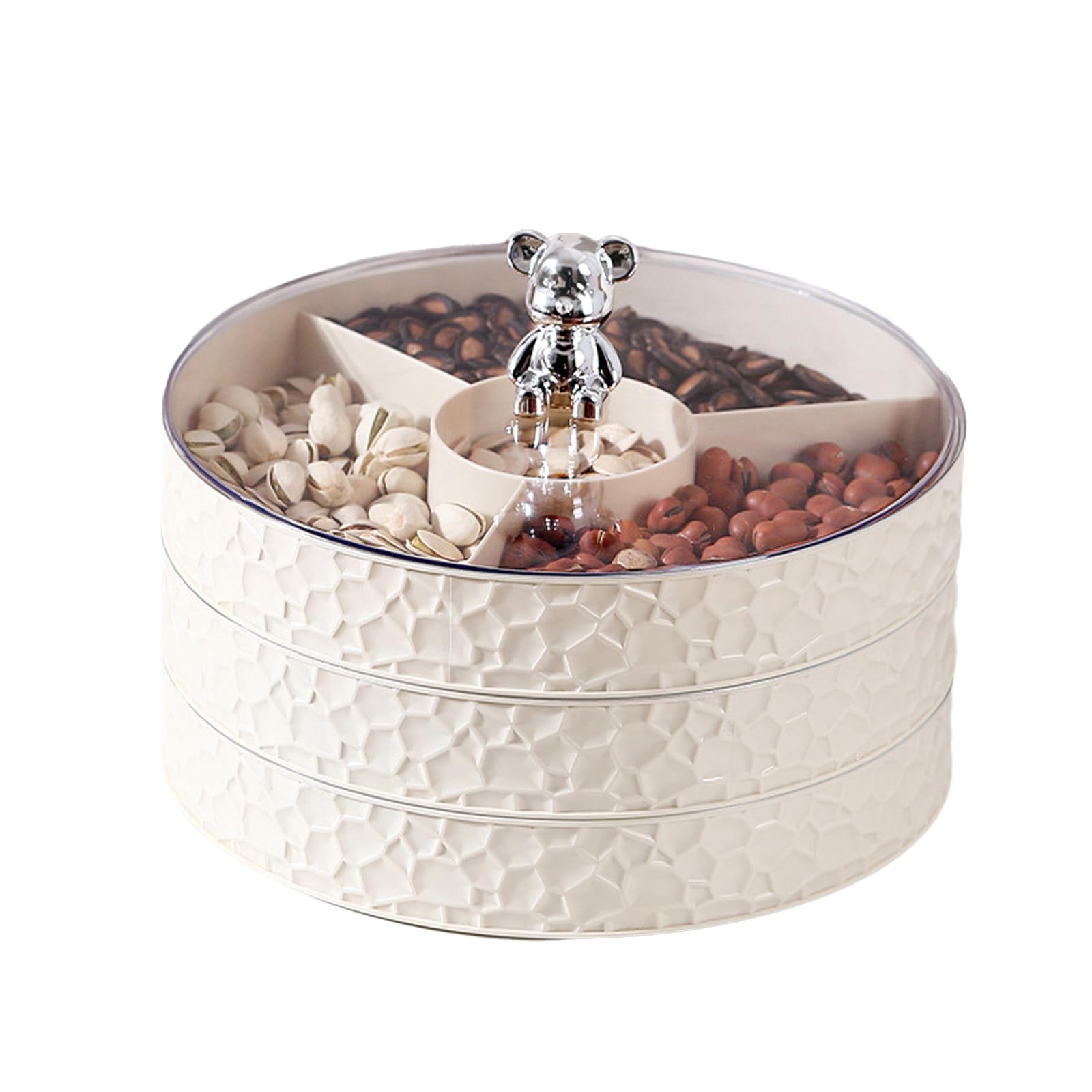 Tazweeq Dried Fruit Box, Compartment with Lid Home Snacks Nut Box, Fruit Plate Simple Transparent Dried Fruit Storage Tray