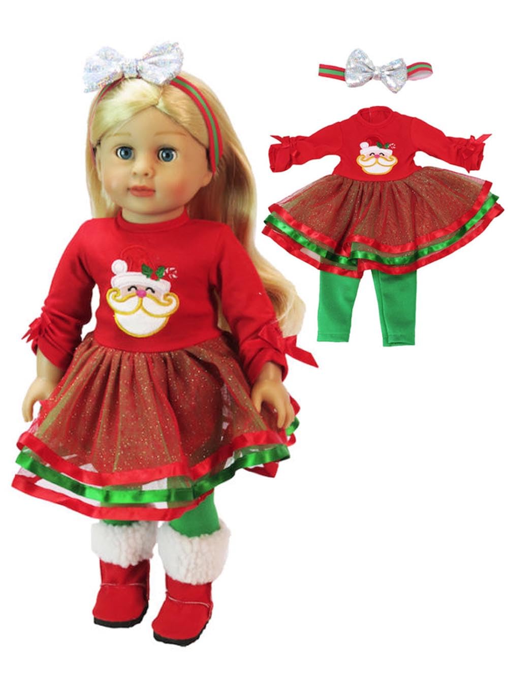 18 inch doll christmas dress Red and Green Santa for 18-Inch Dolls | Premium Quality & Trendy Design Cabinet Handle Women's The A&F Mara Full length 18 inch Color:Island Blue