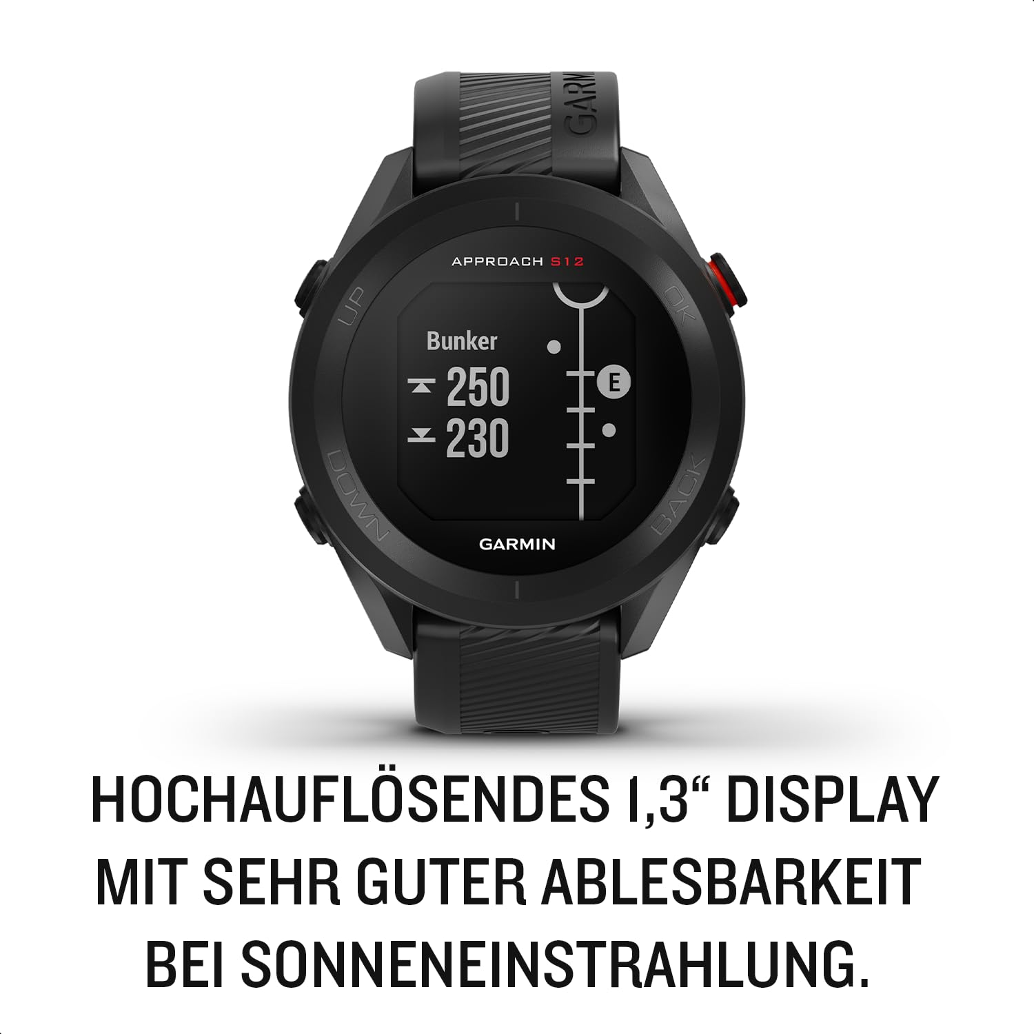 Garmin Approach S12, 44mm Golf GPS Watch, Black | Essential on course features, pre loaded with up to 43,000 courses, up to 30 hours in GPS mode