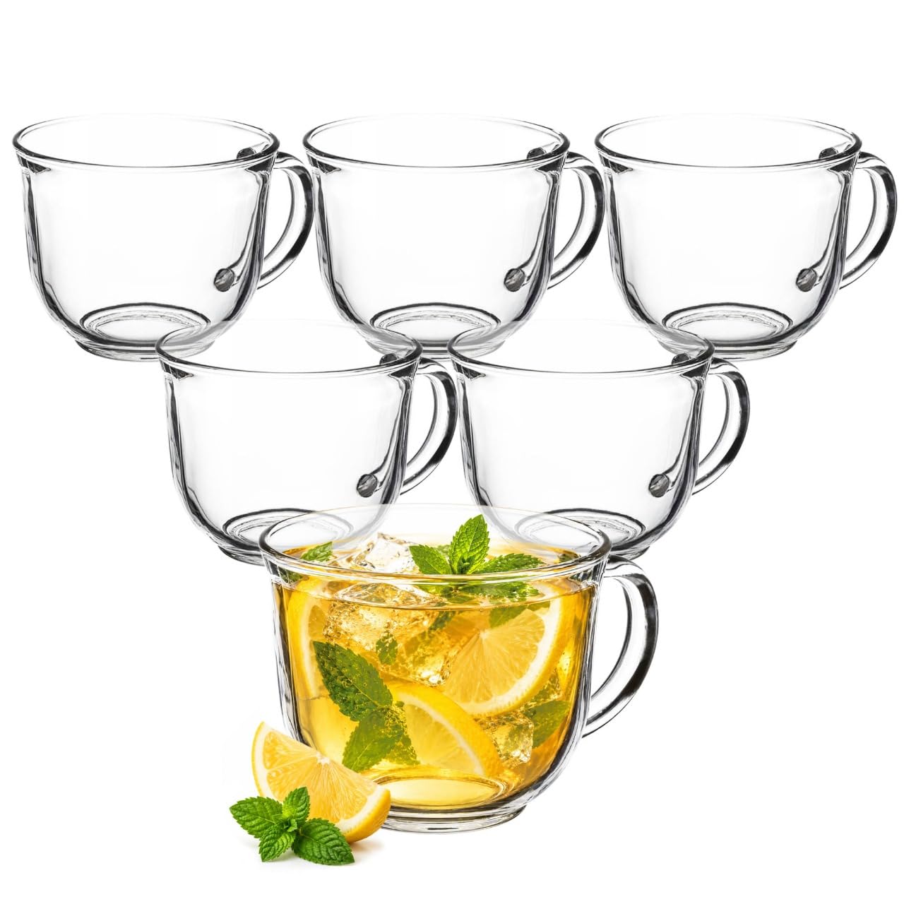 KADAX Große Teegläser 480 ml mit Henkel, 6er Set, spülmaschinenfeste Gläser für Heißgetränke wie Tee, Kaffee & Kakao, Teetassen, Kaffeegläser aus Glas, Kaffeetassen Küche, Haushalt & Wohnen