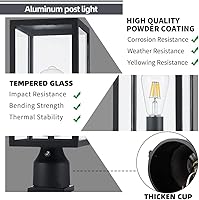 Vista 2 de Luz grande de poste para exteriores de 15 pulgadas, del atardecer al amanecer, lámpara de aluminio fundido impermeable, farol de poste con base