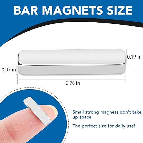 Miniatura 3 de LOVIMAG Imanes de barra de neodimio, 0.787 x 0.197 x 0.079 in, 60 imanes pequeños y fuertes de tierras raras, barra magnética rectangular fuerte,
