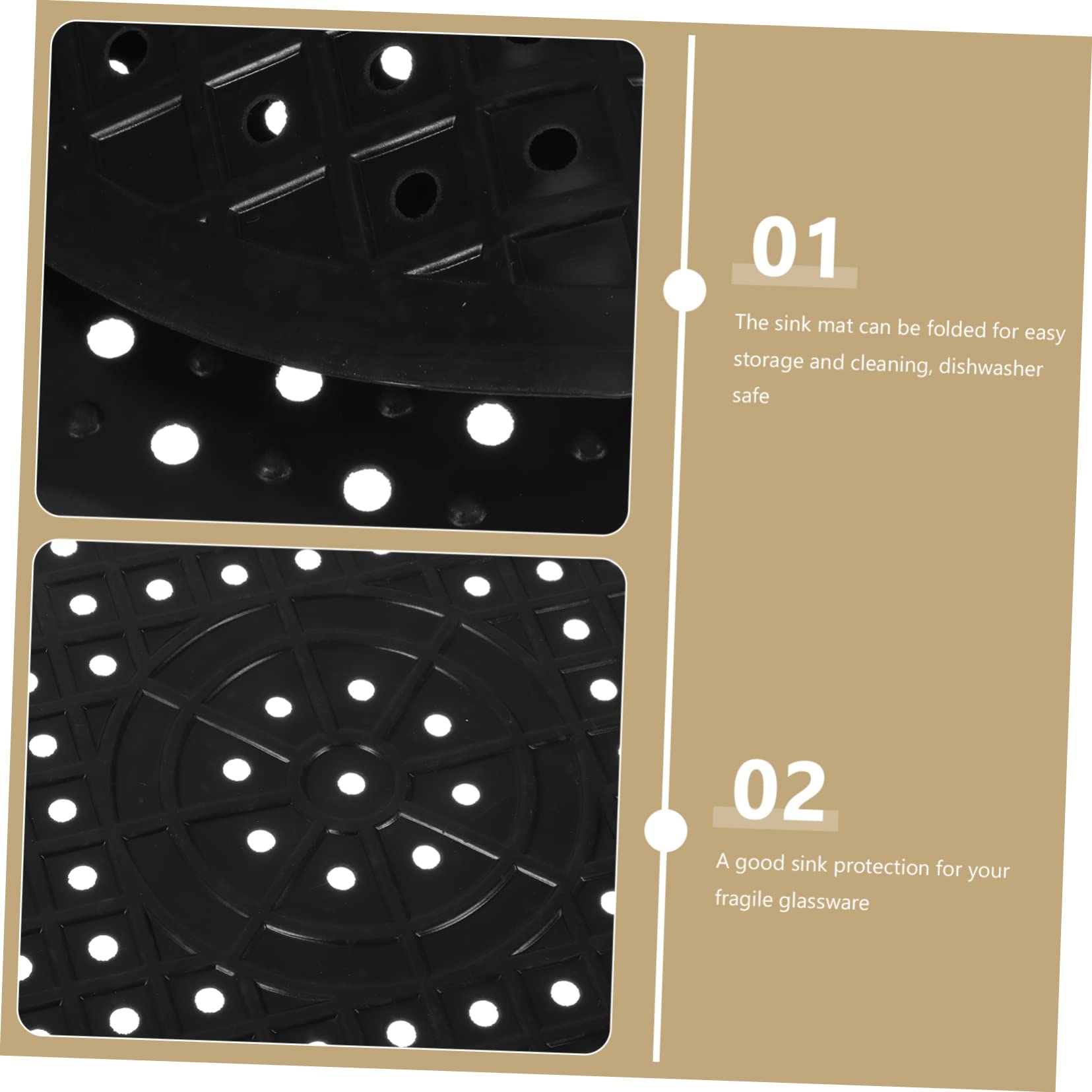 OKUMEYR 2Pcs Rubber Sink Dish Drying Mat Kitchen Sink Protector Pad for Draining Drying Kitchen Drying Mats for Dishes Sink Mat Protector for Kitchen Counter Use - Image 2