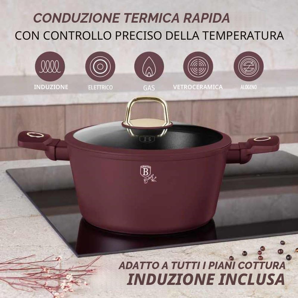 Berlinger Haus Set da 10 pentole in alluminio antiaderente a induzione, pentole e padelle con coperchio, per cucina, forno domestico, lavabile in lavastoviglie, ecologico, compatibile con tutti i