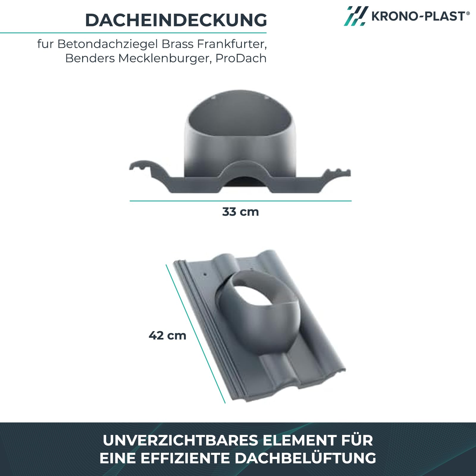 Entlüfterkamin HIVENT 125 mm Betondachziegel Dachentlüftung Ziegelrot