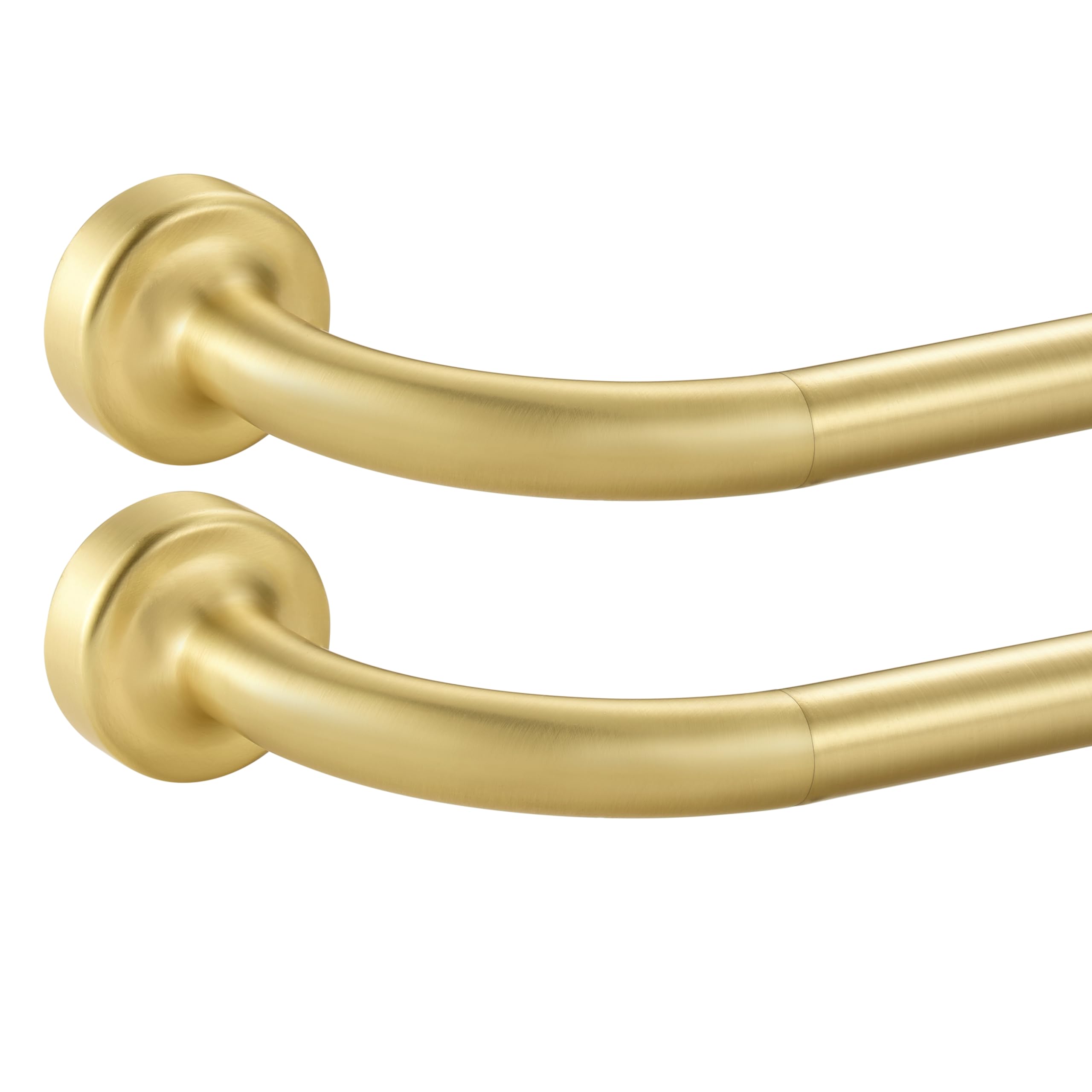 2 Pack Warm Gold Disc Curtain Rods, 28-48 Inches Window Curtain Rod,Adjustable Room Darkening Curtain Rod with Aluminum Finials and Brackets,Wrap Around Design