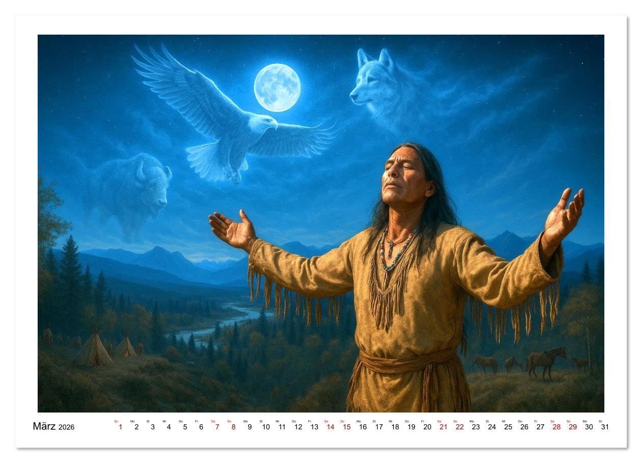 Spirituelle indianische Reise (hochwertiger Premium Wandkalender 2026 DIN A2 quer), Kunstdruck in Hochglanz: Bilder, die die Seele streicheln - voll ... spiritueller Verbundenheit (CALVENDO Glaube)
