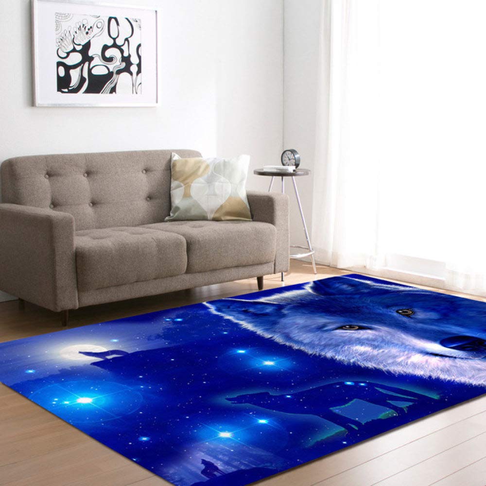 Tapis loup de cuisine rectangulaire déco sol entrée 100x152cm