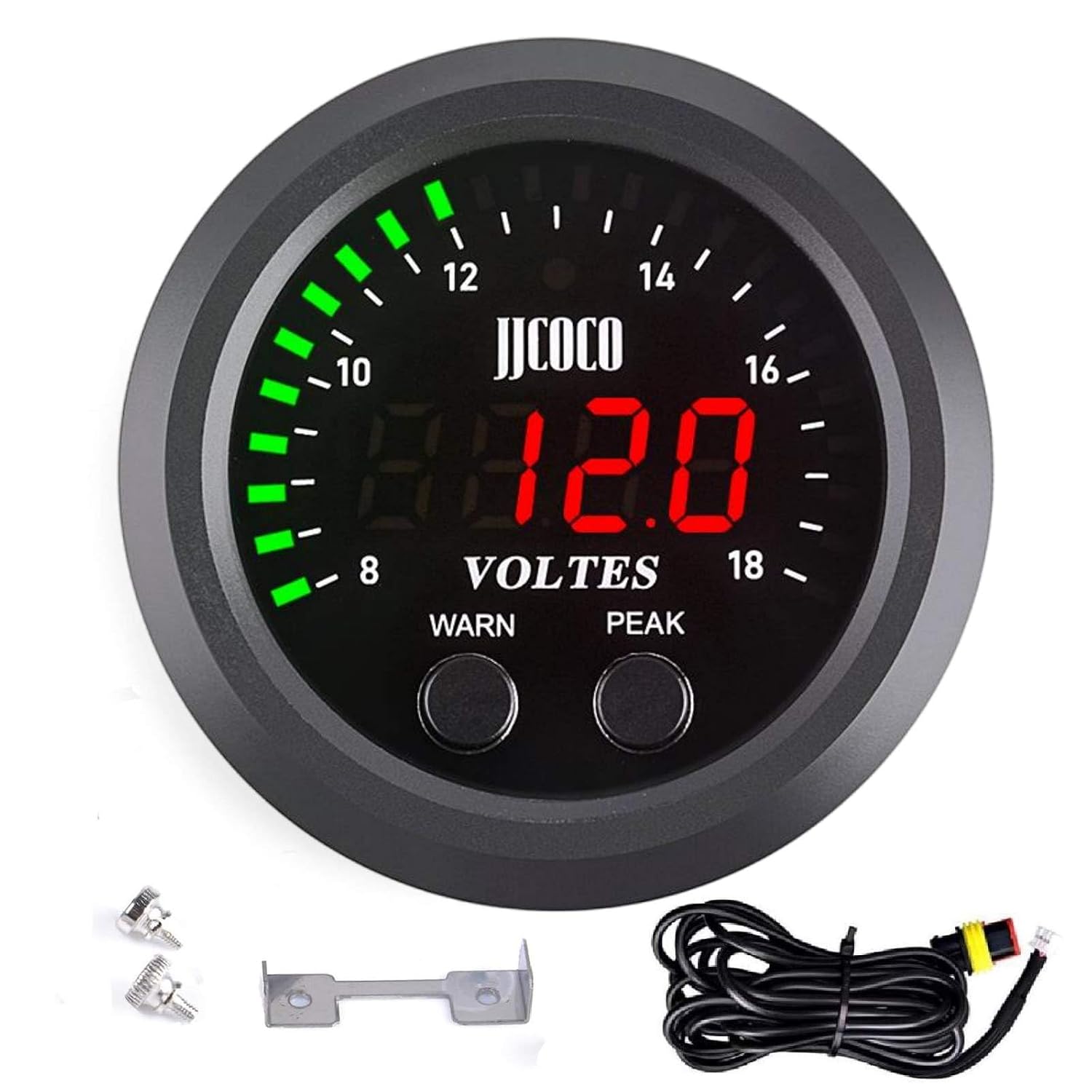Universal Volt Gauge Voltage Meter Kit Car DC 12V Voltmeter Red Digital LED 2inches 52mm Digital Volt Voltage Gauge Compatible with Car Truck Vehicle Automotive