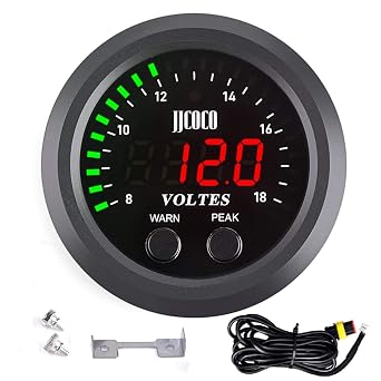 Universal Volt Gauge Voltage Meter Kit Car DC 12V Voltmeter Red Digital LED 2inches 52mm Digital Volt Voltage Gauge Compatible with Car Truck Vehicle Automotive