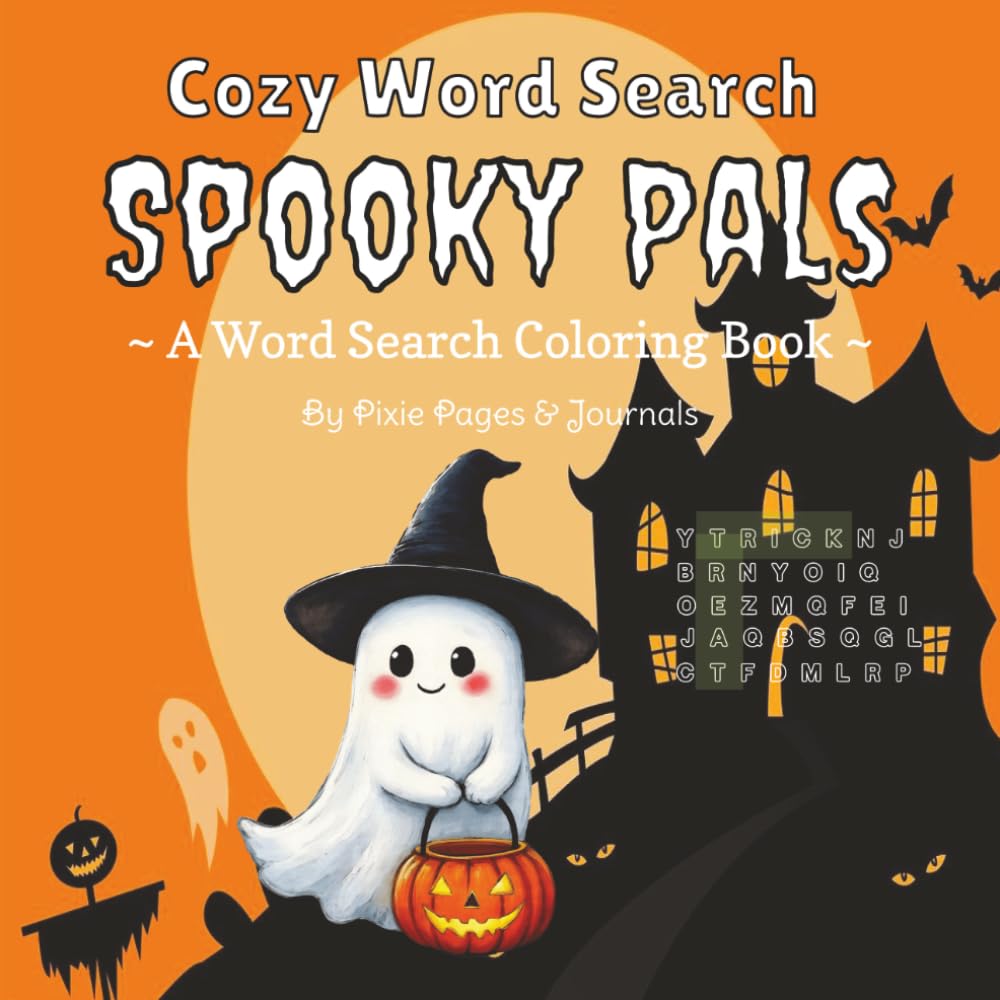 Cozy Word Search Spooky Pals: Word Search Coloring Book | Cute Halloween Word Search for Kids, Teens and Adults | Solutions Included