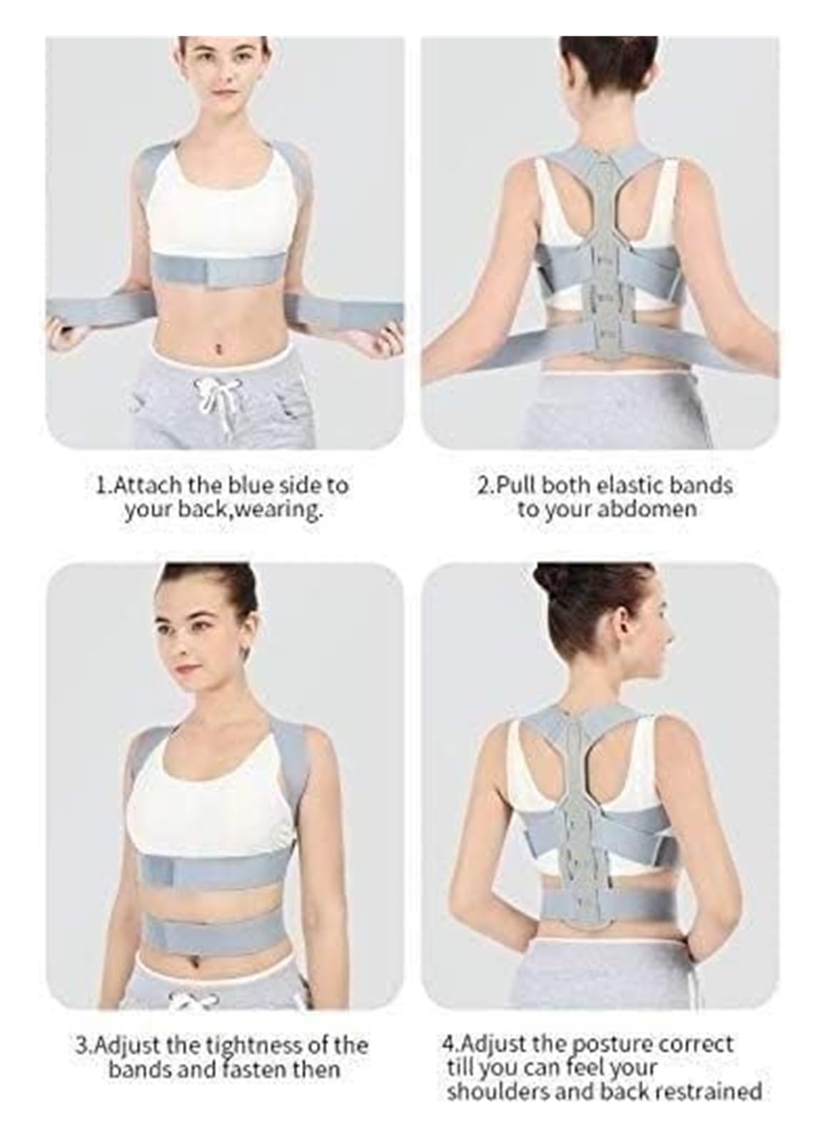Correttore Postura Uomo Donna, Cintura di Supporto for la Schiena, correttore posturale Regolabile(Blue,Large)