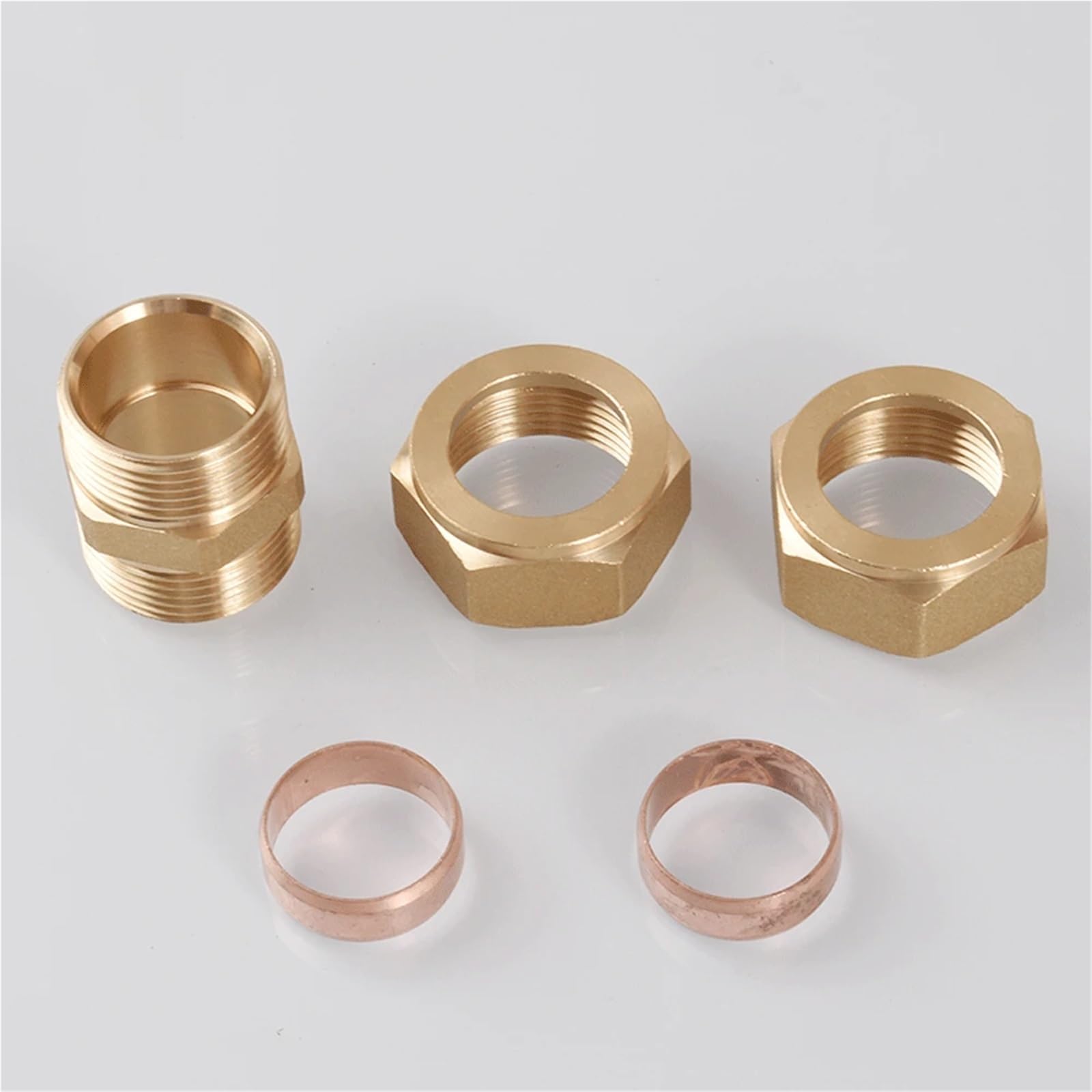 6/8/10/12/15/16-28mm Tube OD Compression Union Brass Pipe Fitting Connector Coupler For Copper Tube Air Conditioner(9.52mm)