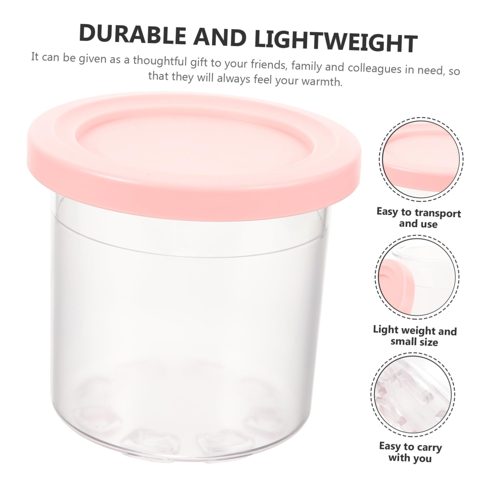 GRIRIW Homemade Ice Storage Containers Insulated Ice Cream Jars Reusable Plastic Salad Cups
