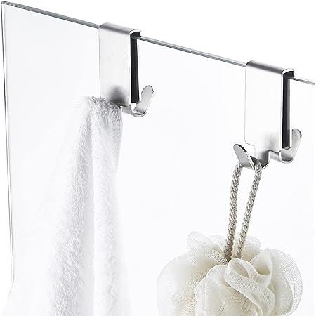 Double Hooks for Glass Shower Door, Towel Hooks Over The Bathroom Glass ...