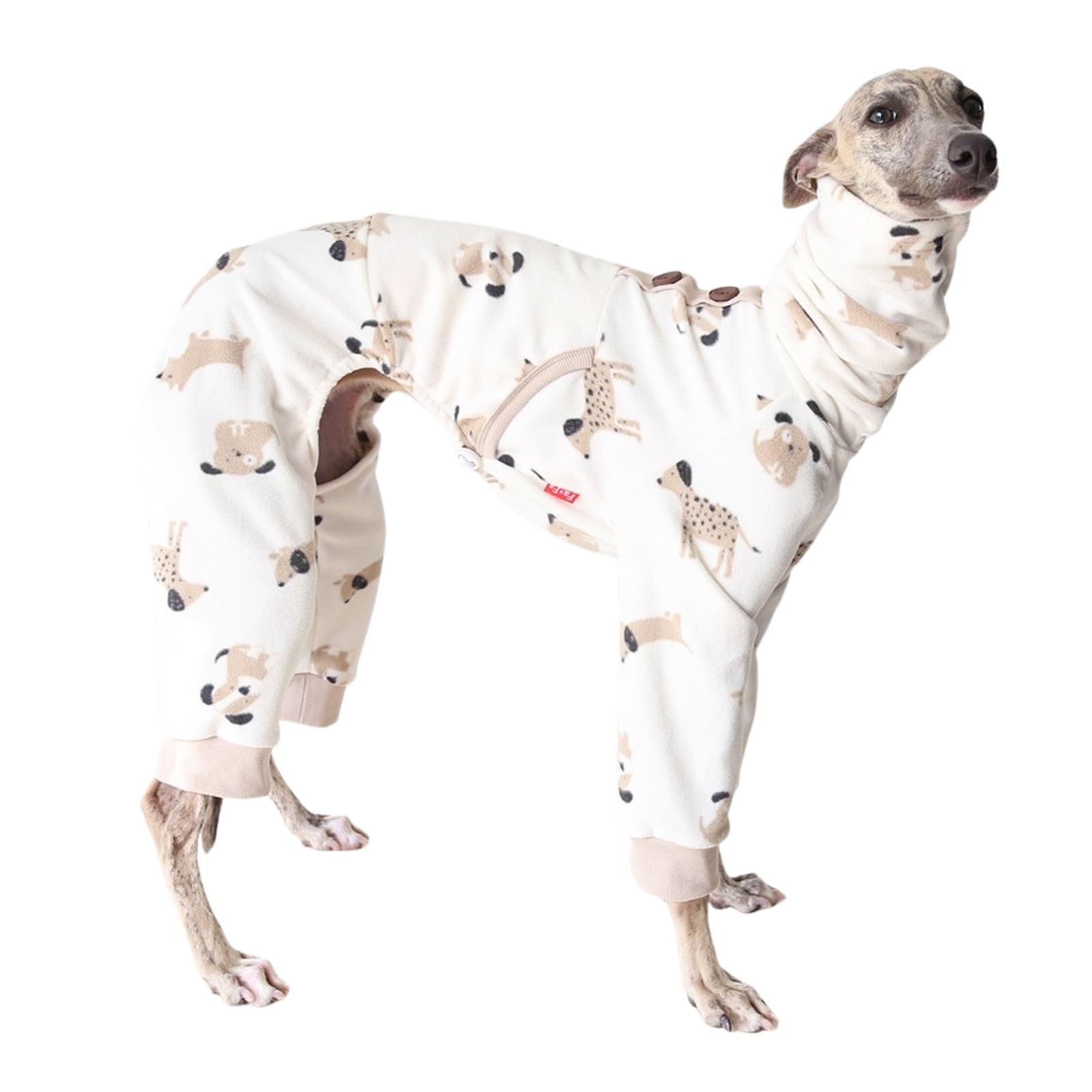 PETronix Greyhound Jumper, Warm Turtleneck Whippet 4-Legs Pajamas White L