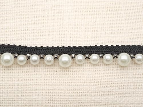 Miniatura 10 de CRAFTMEMORE Cuentas de perlas de imitación borla flecos borde de encaje ribete de cinta adornos tela bordada apliques costura artesanía H103