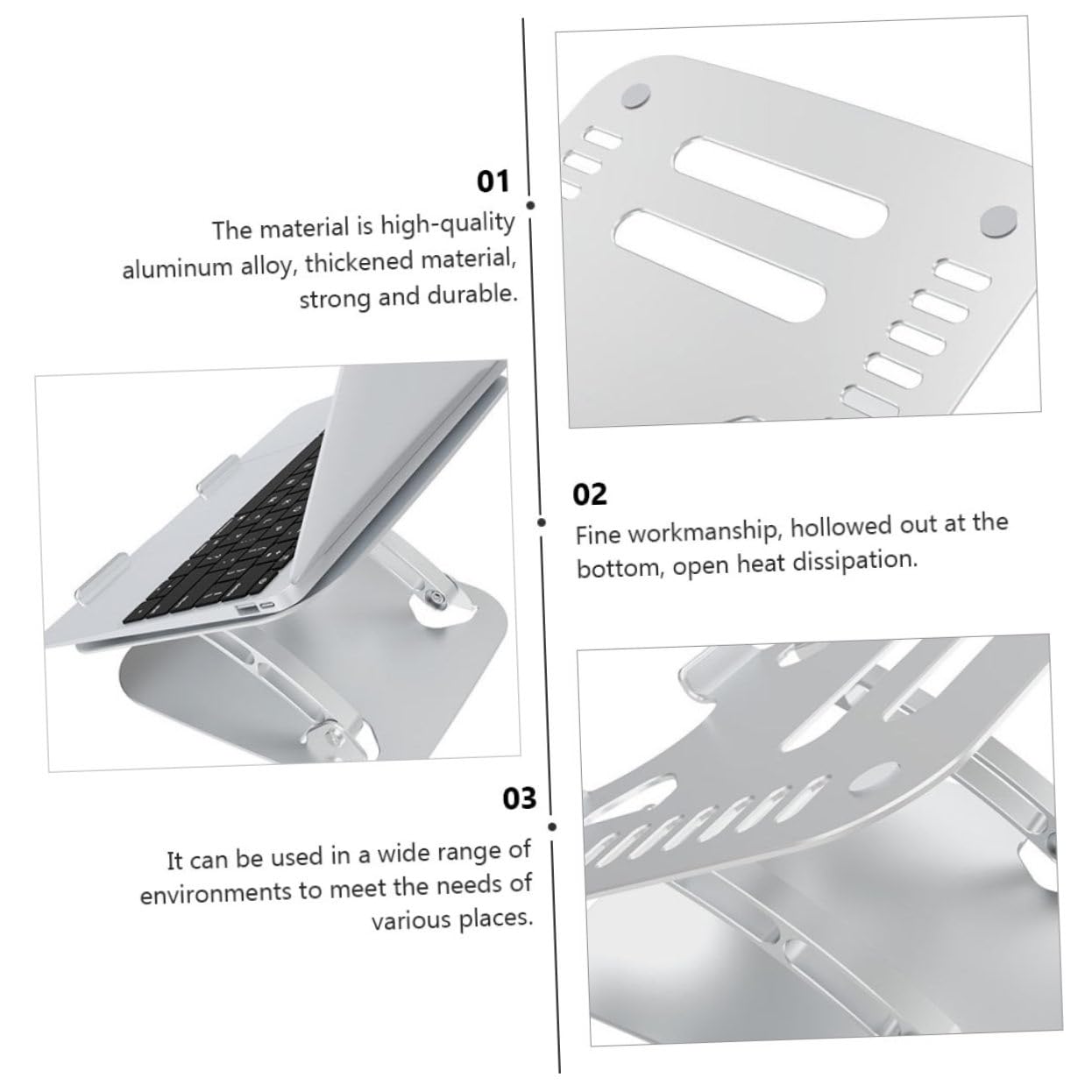 NUOBESTY Soporte Portátil para Laptop De Aleación De Aluminio con Diseño Ajustable para Escritorio Soporte Ergonómico Ventilado Compatible con Diferentes Marcas para Oficina y Hogar