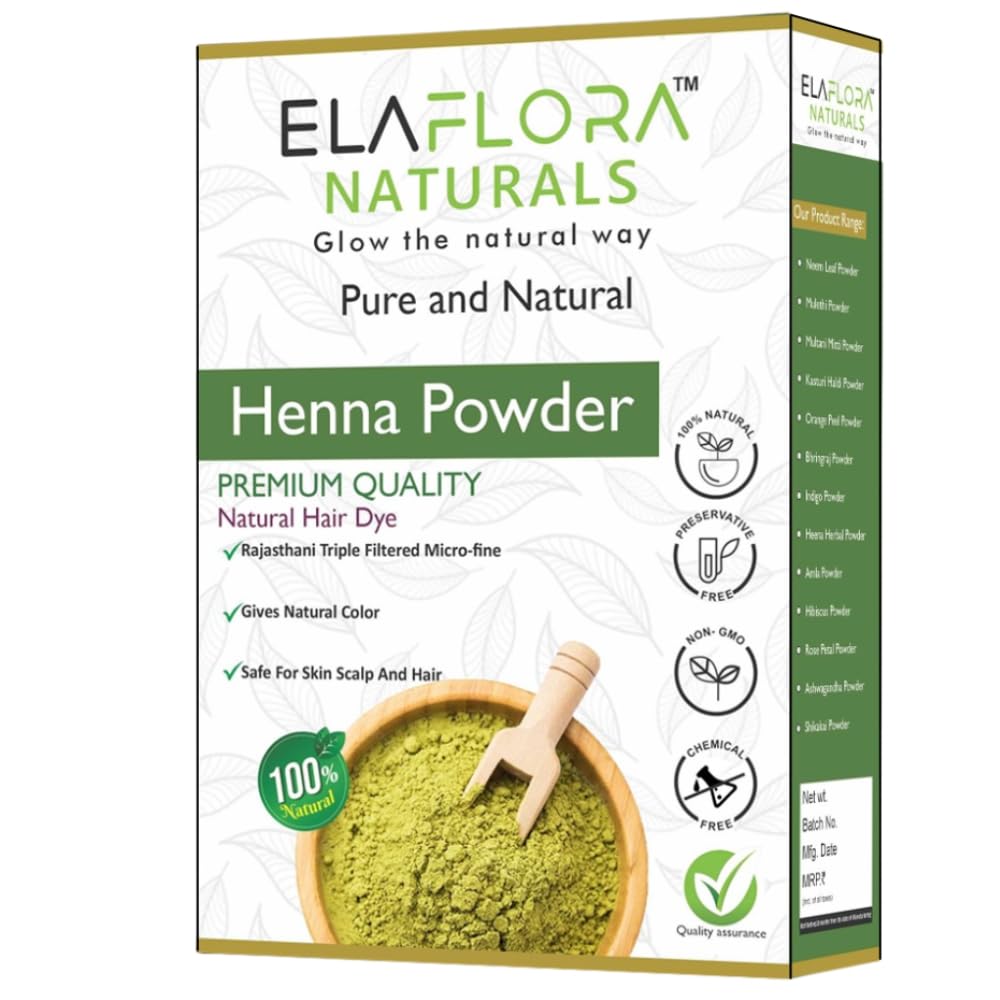 Elaflora Natural Henna Powder for Hair Colour and Growth 100% Pure Herbal and Chemical-Free for All Hair Types (200 gm)-picture-22