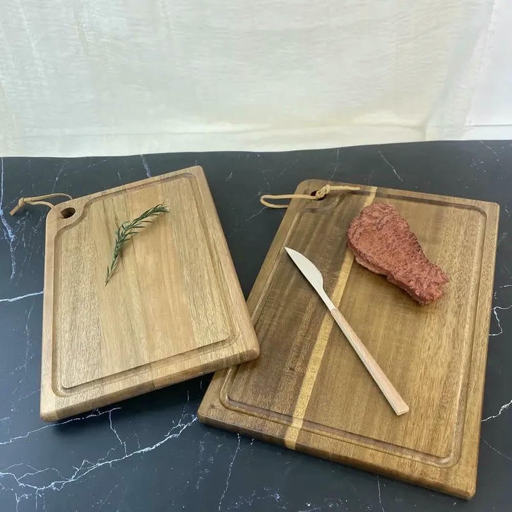 JJDFW - Tabla de cortar de madera de gran tamaño para cortar carne, verduras, frutas y queso